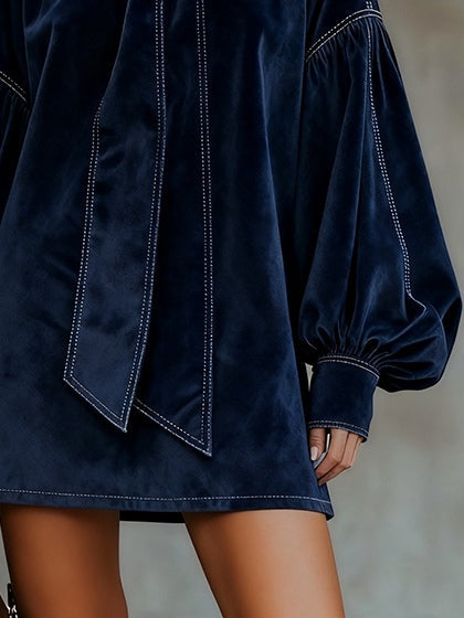 Tiphaine | Robe Mini en Velours avec Nœud