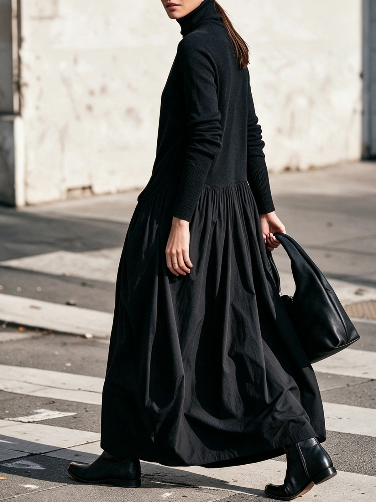 Robe longue oversize à col montant avec poches