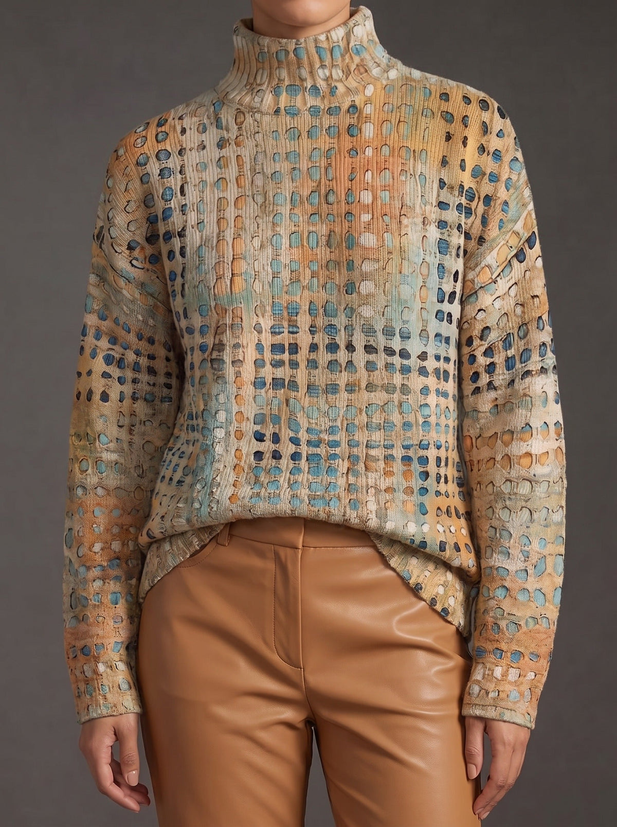 Emberly | Pull à col roulé en maille mouchetée