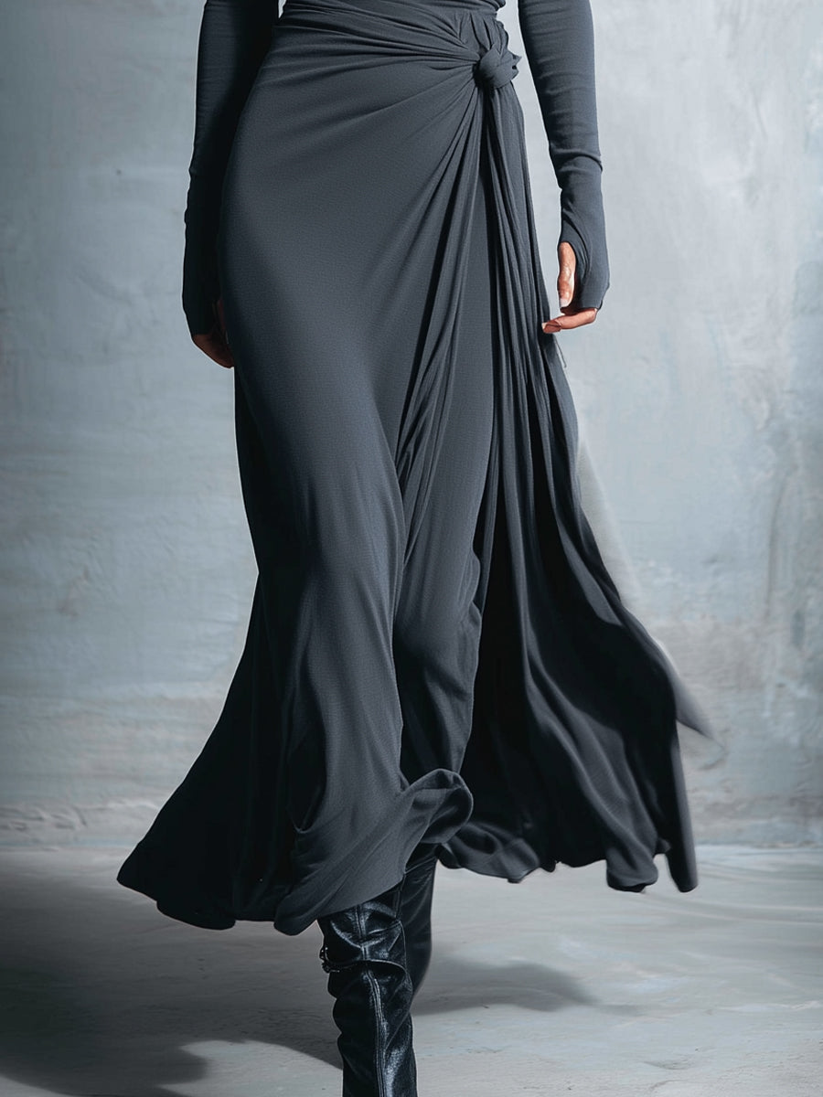 Naomie | Robe Maxi en Soie avec Nœud