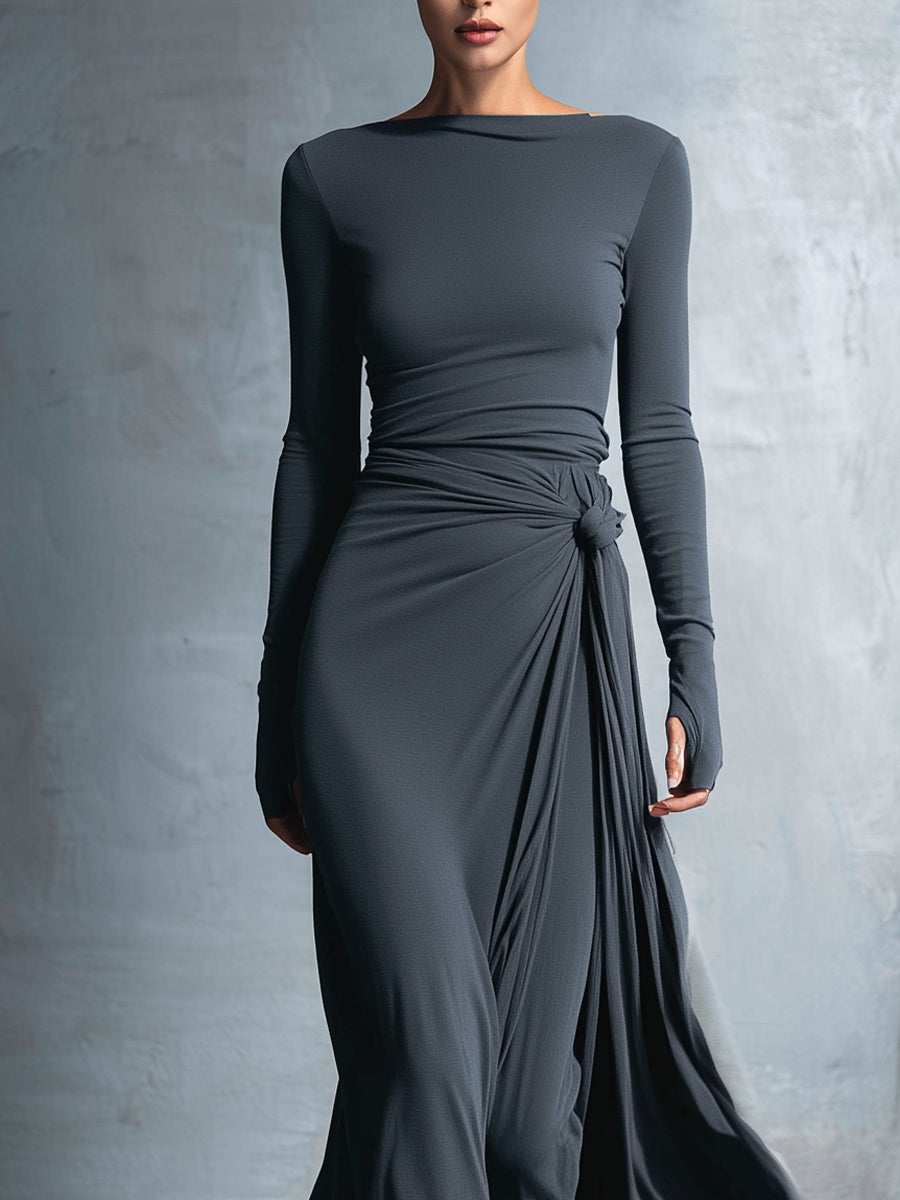 Naomie | Robe Maxi en Soie avec Nœud