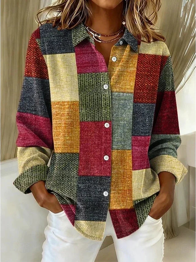 Merritt™ | Blouse vintage à patchwork boutonnée sur le devant
