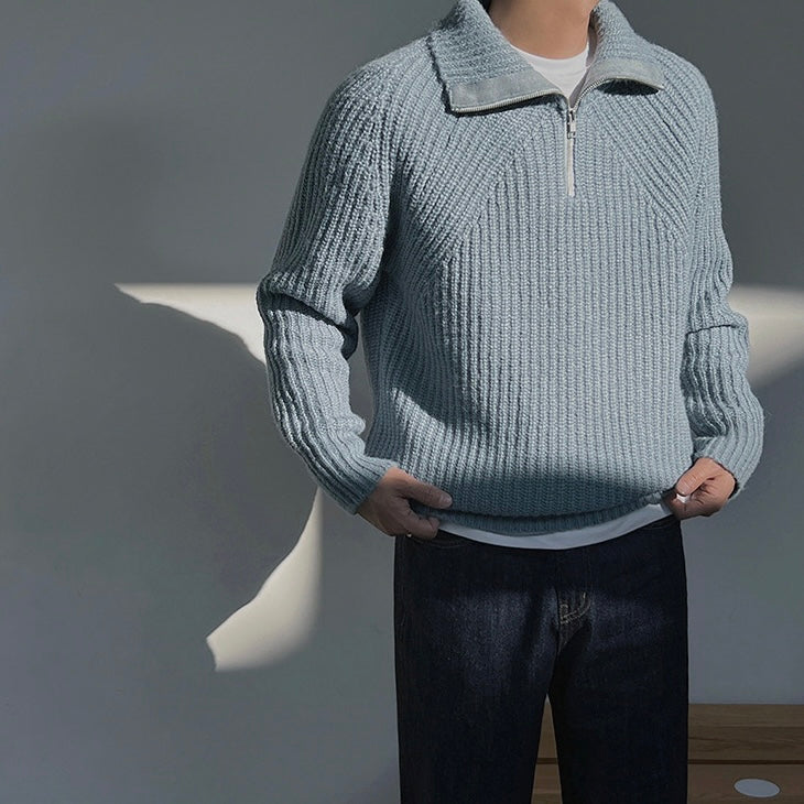 Cazel | Pull Azure à quart de zip