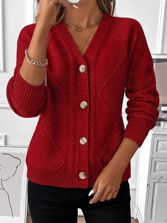 Joyce | Cardigan vintage boutonné en maille torsadée