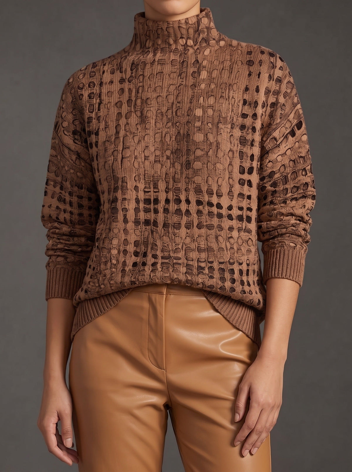 Lucienne | Col roulé texturé à motif treillis