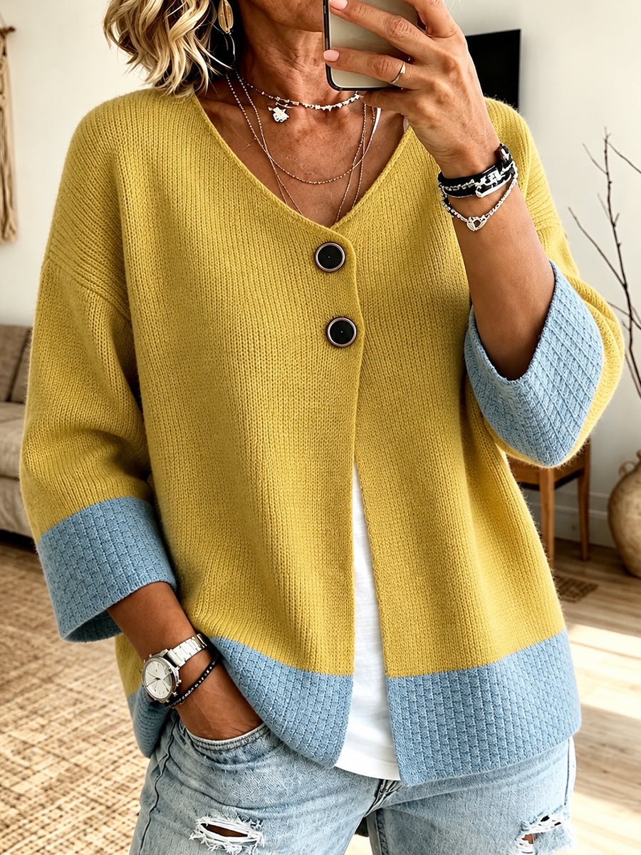 Jennifer™ | Cardigan en maille à blocs de couleurs