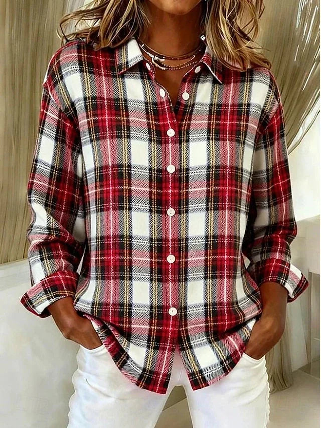 Dulcie™ | Blouse vintage à carreaux boutonnée sur le devant