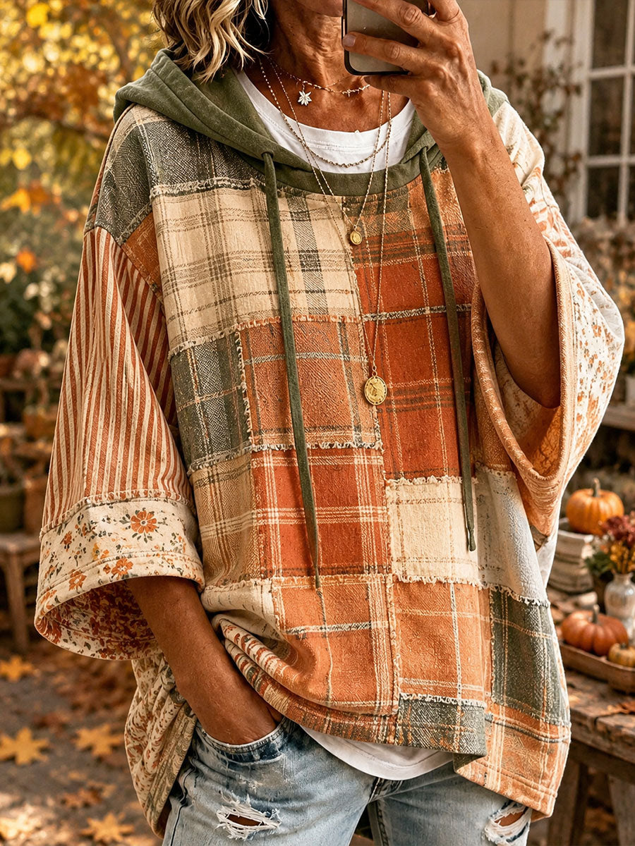 Ana | Sweat à capuche oversize en patchwork automnal