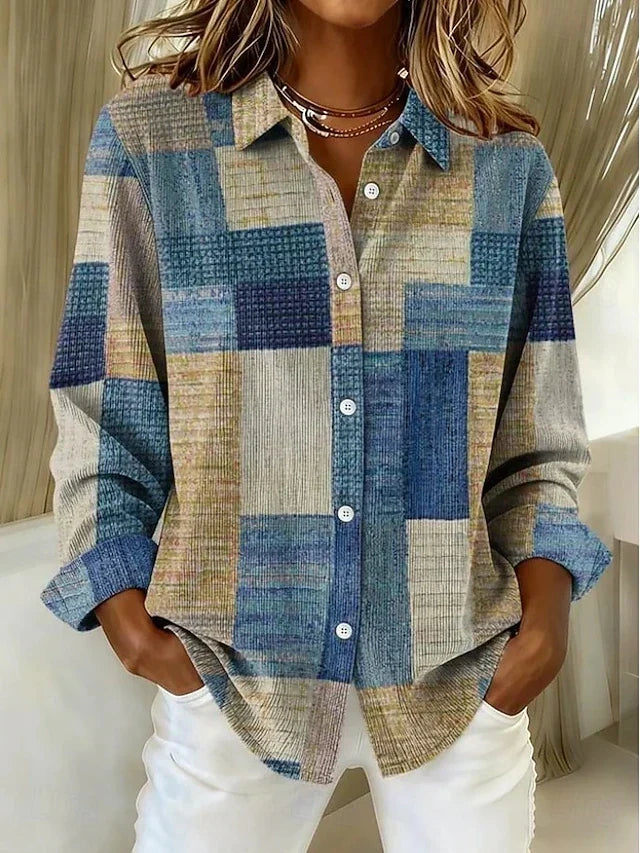 Merritt™ | Blouse vintage à patchwork boutonnée sur le devant