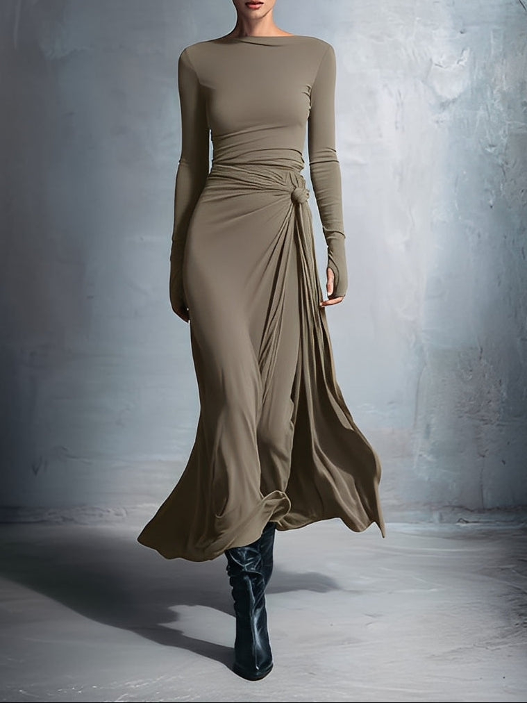 Naomie | Robe Maxi en Soie avec Nœud